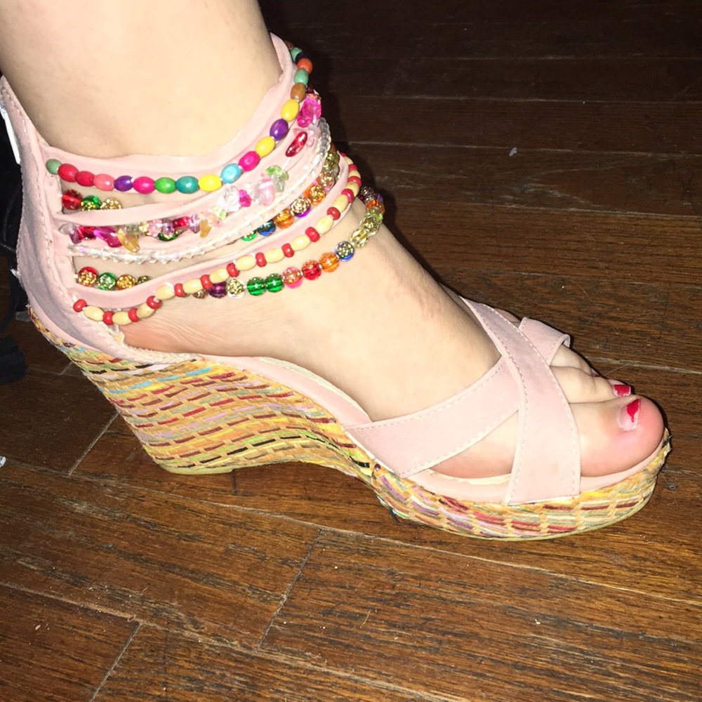 Multi colored beaded wedges